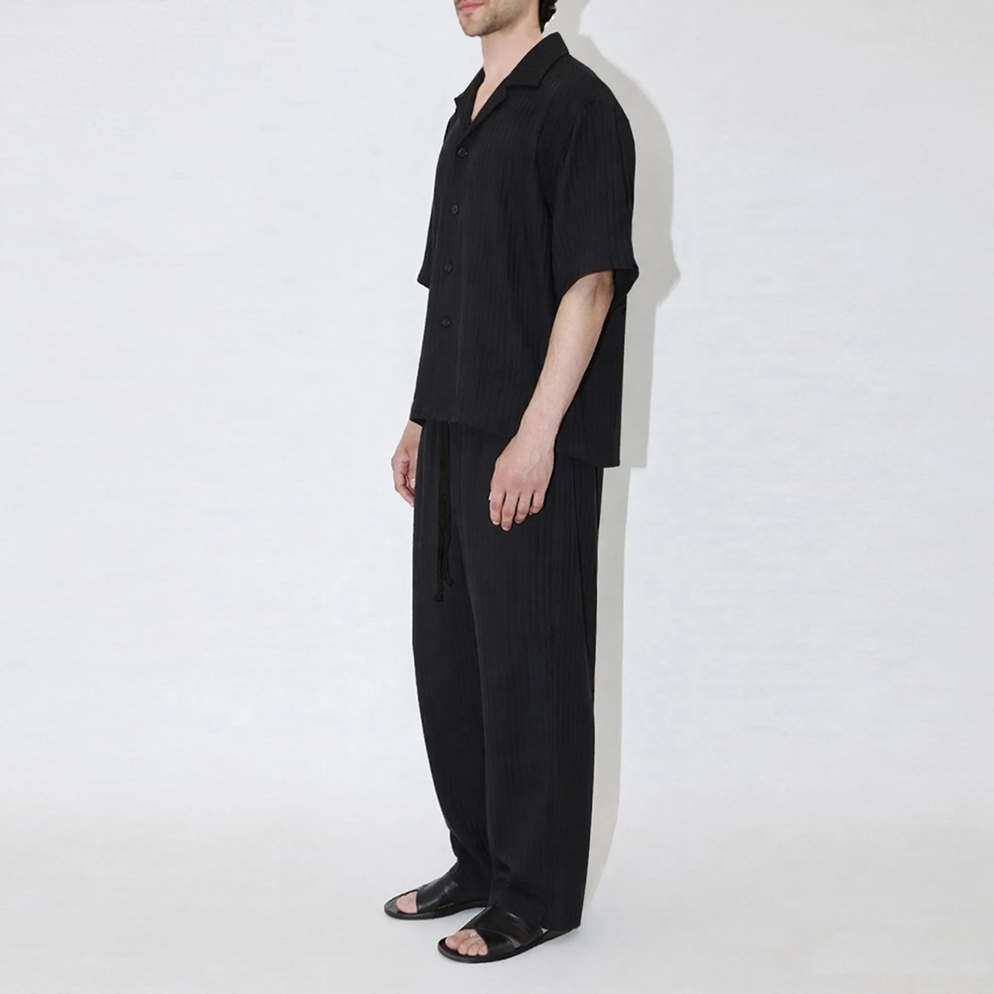 AirCloud Black Cotton Cuban Shirt