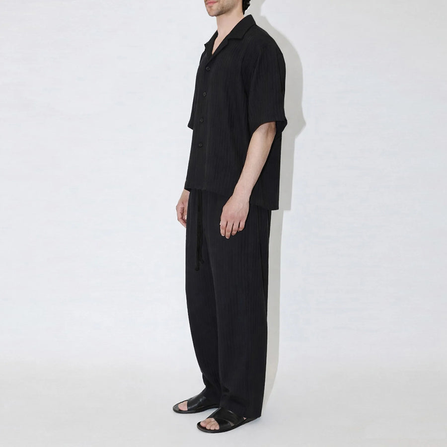 AirCloud Black Cotton Cuban Shirt