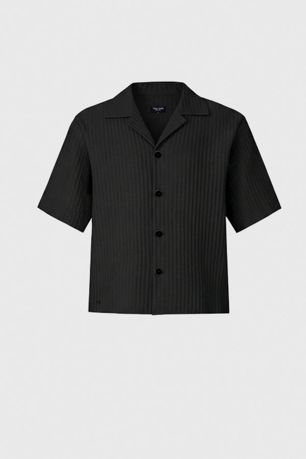 AirCloud Black Cotton Cuban Shirt