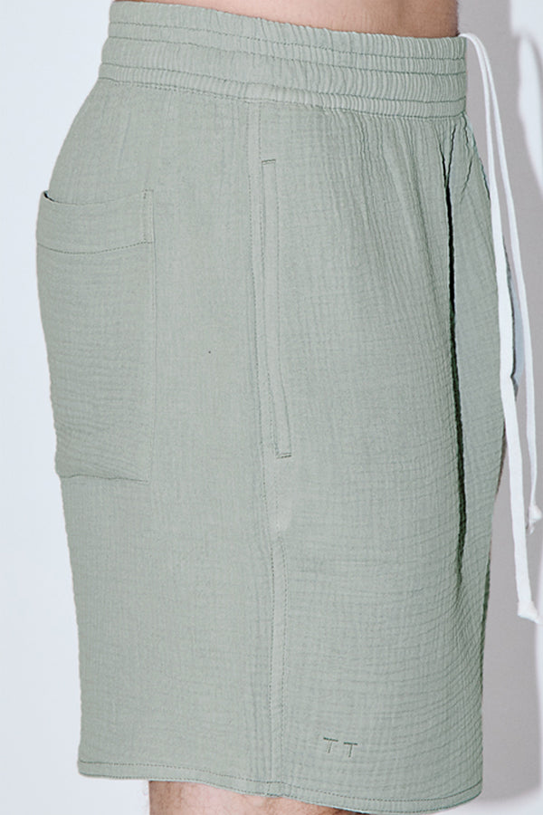 AngelWeave Almond Green Gauze Lounge Shorts