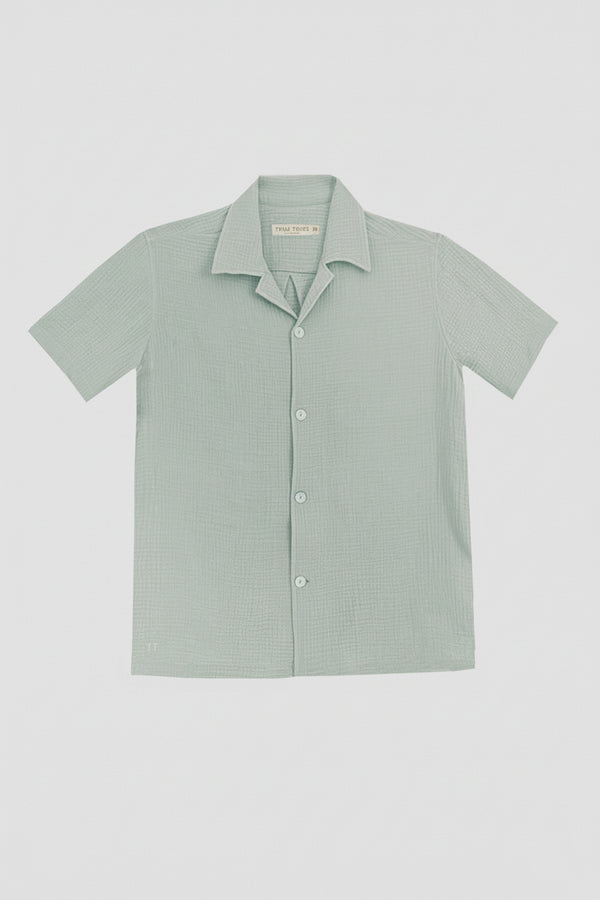 AngelWeave Almond Green Gauze Resort Shirt