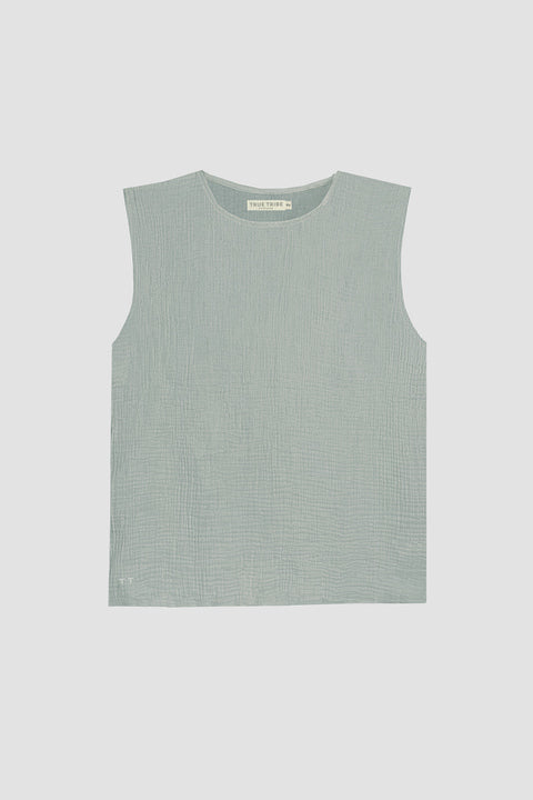 AngelWeave Almond Green Gauze Sleeveless T-Shirt