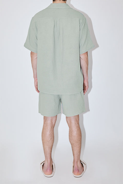AngelWeave Almond Green Gauze Resort Shirt