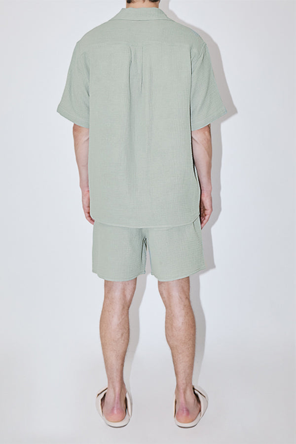 AngelWeave Almond Green Gauze Resort Shirt