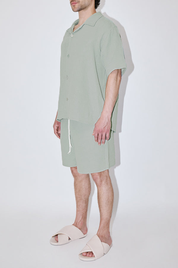 AngelWeave Almond Green Gauze Resort Shirt