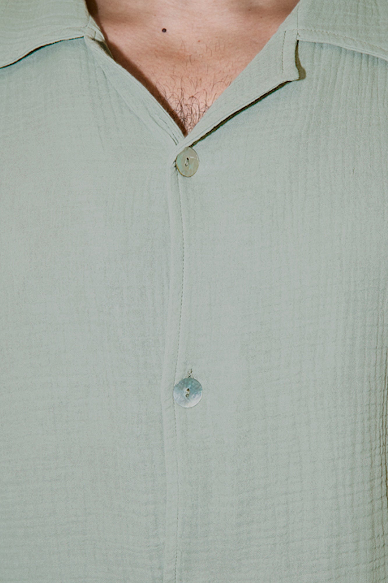 AngelWeave Almond Green Gauze Resort Shirt