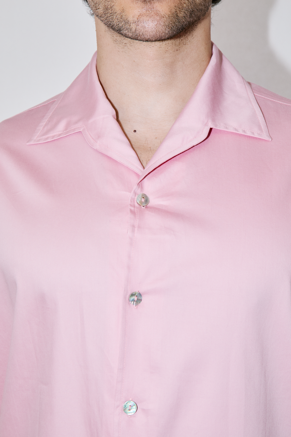 GizaFine Pink Satin Classic Short Sleeve Shirt