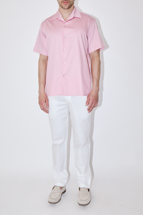 GizaFine Pink Satin Classic Short Sleeve Shirt