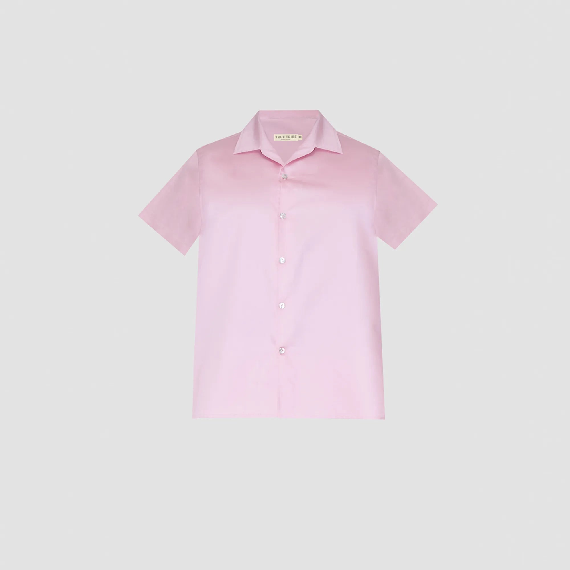 GizaFine Pink Satin Classic Short Sleeve Shirt