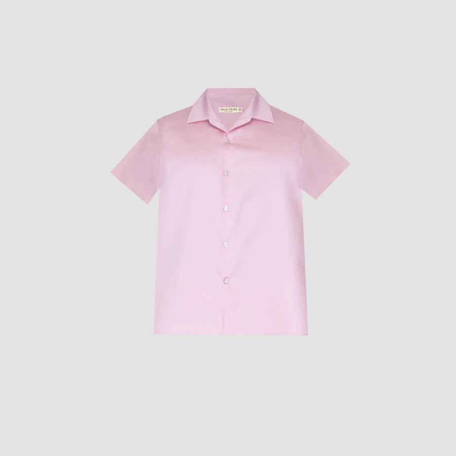 GizaFine Pink Satin Classic Short Sleeve Shirt