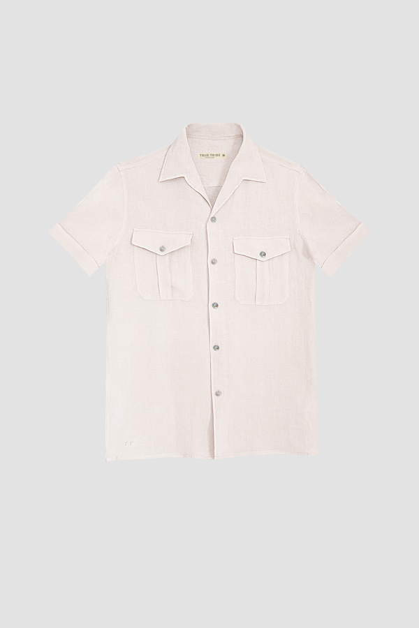TerraLinen Ivory Classic Short Sleeve Shirt Pockets