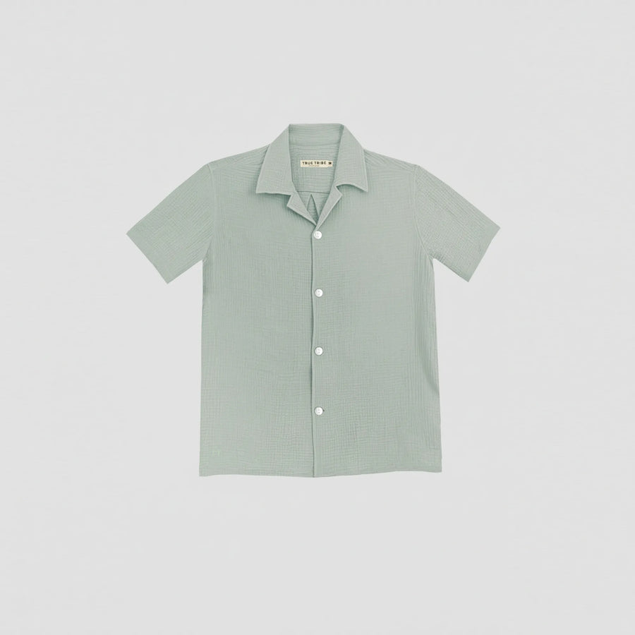 AngelWeave Almond Green Gauze Resort Shirt