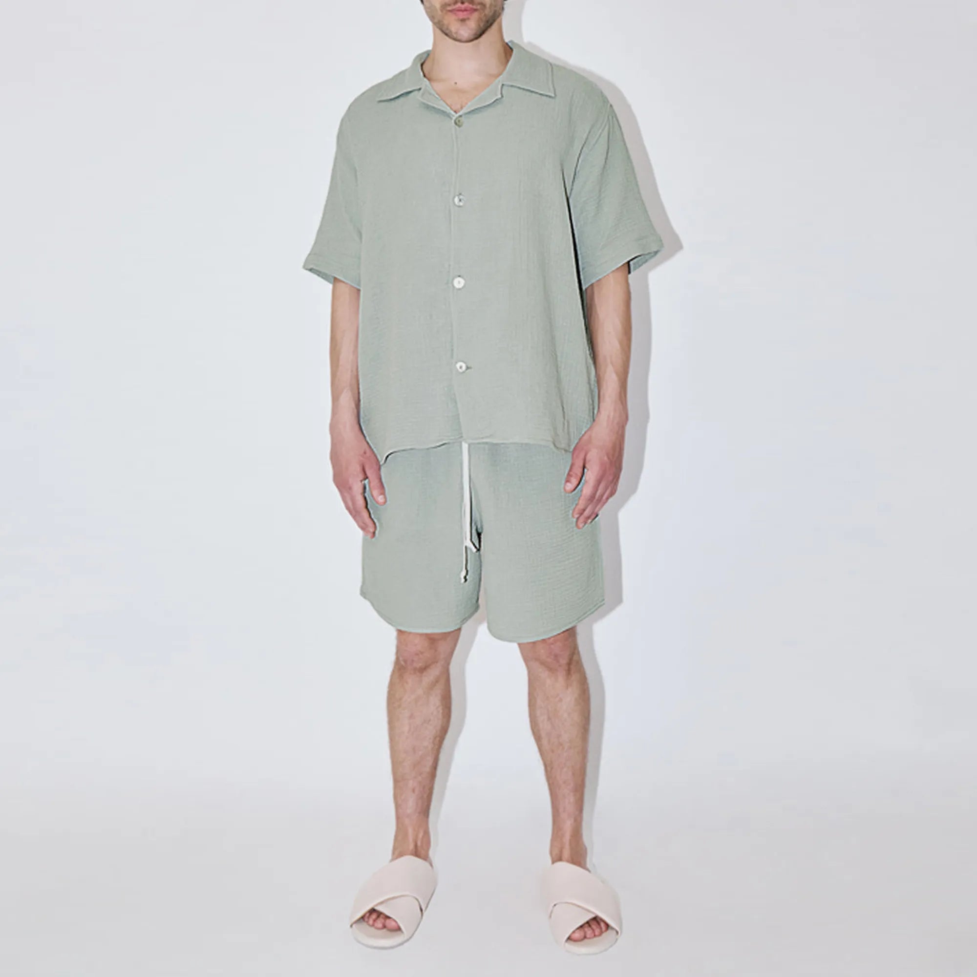 AngelWeave Almond Green Gauze Resort Shirt