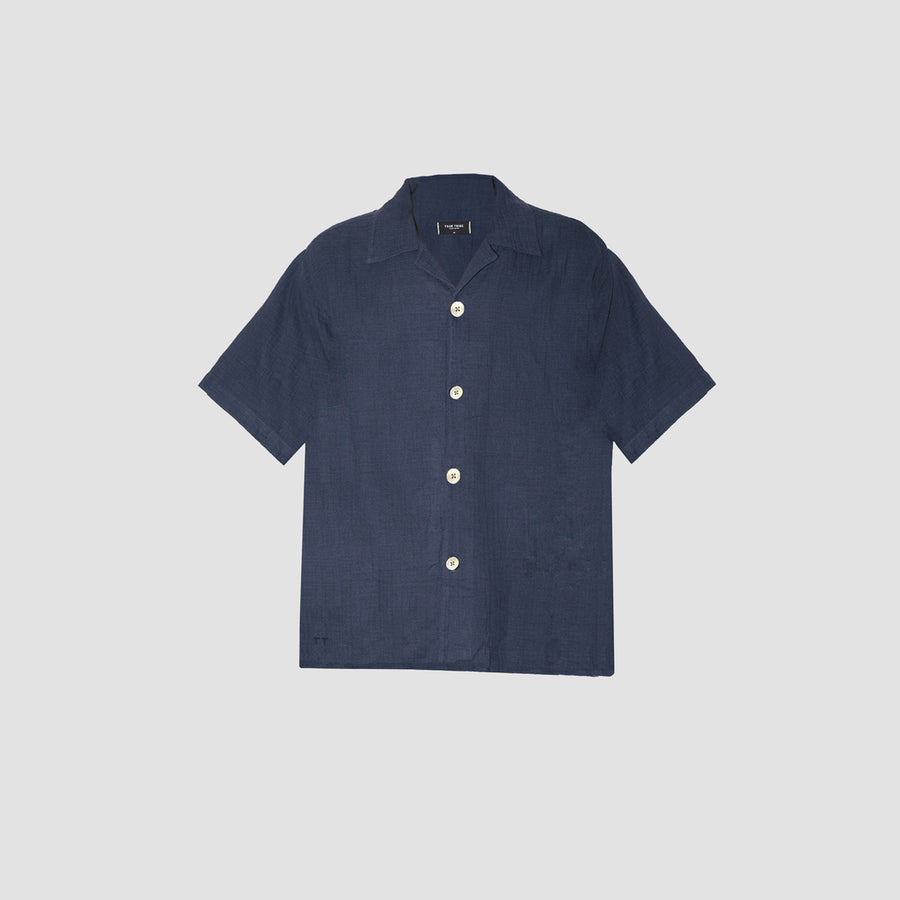 AngelWeave Dark Navy Gauze Resort Shirt