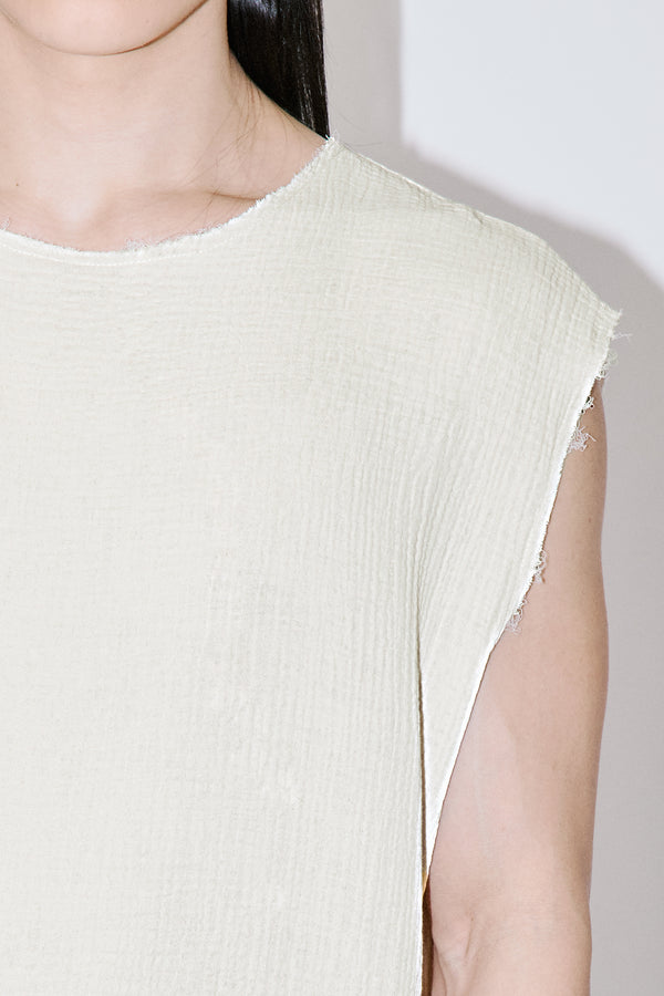 AngelWeave Ivory Gauze Sleeveless T-Shirt