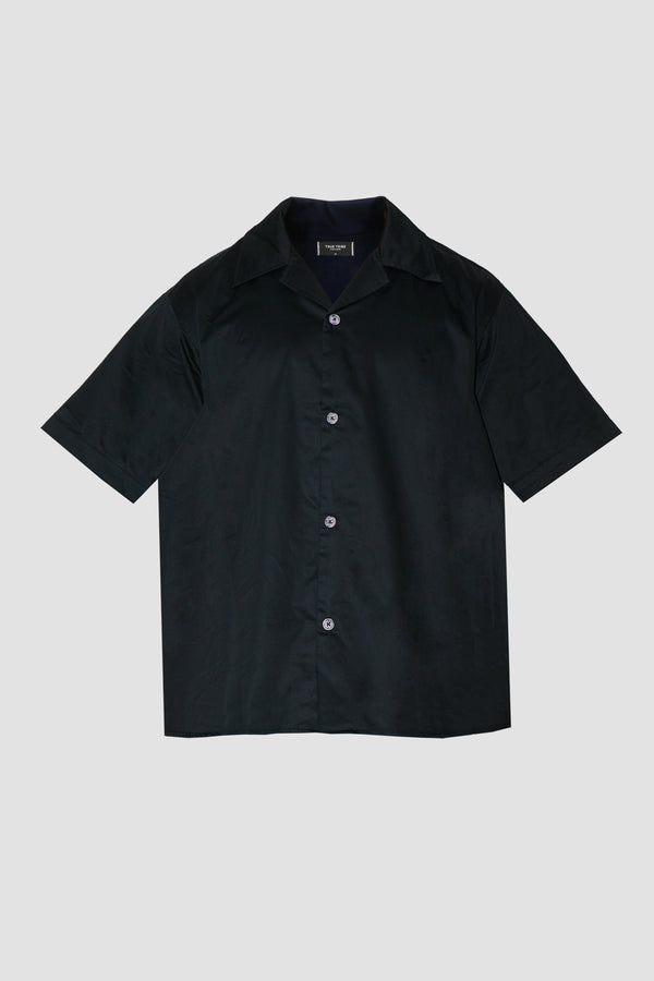 GizaFine BLACK SATIN RESORT SHIRT