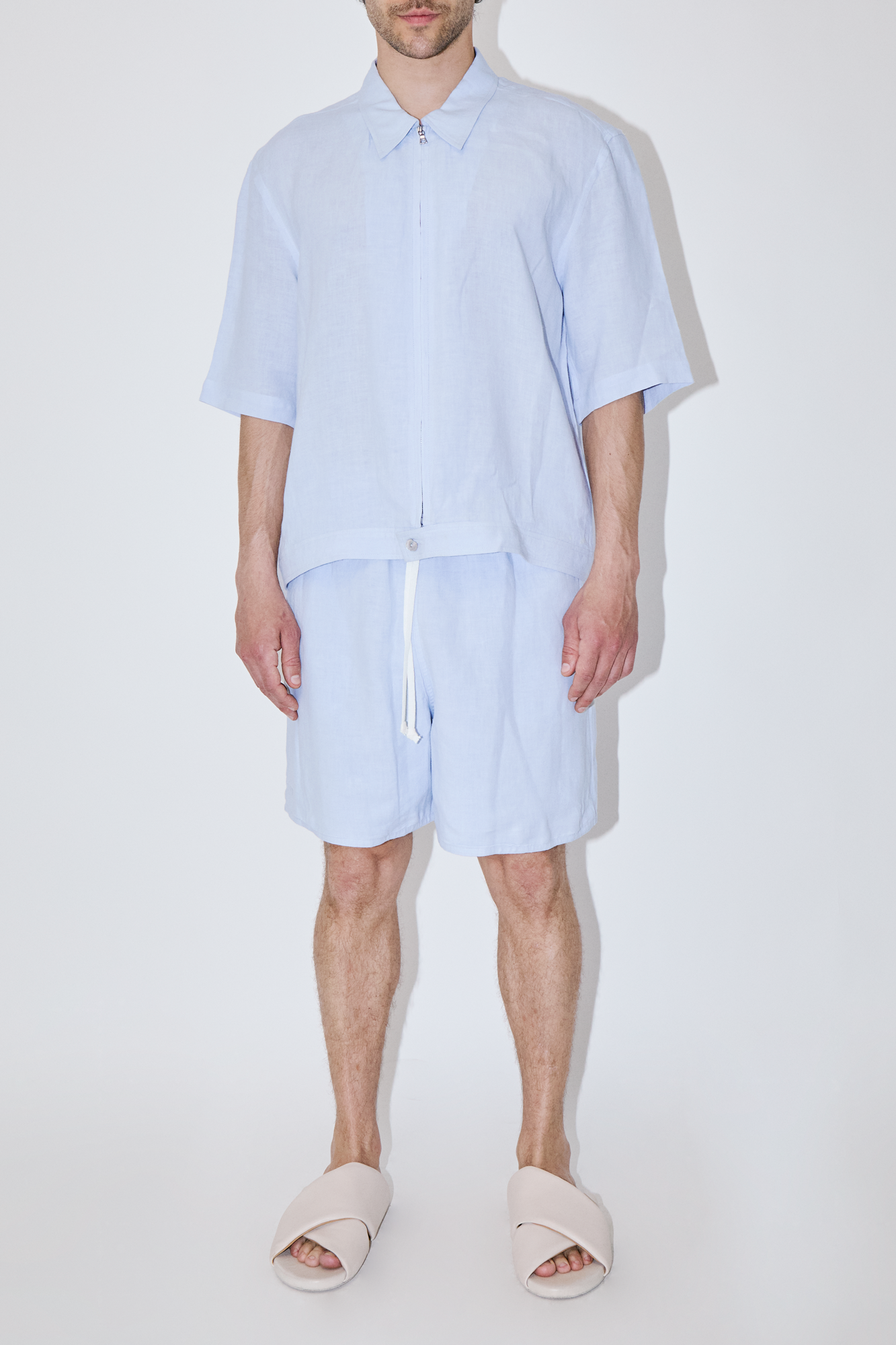 TerraLinen Sky Blue Zip-Up Shirt