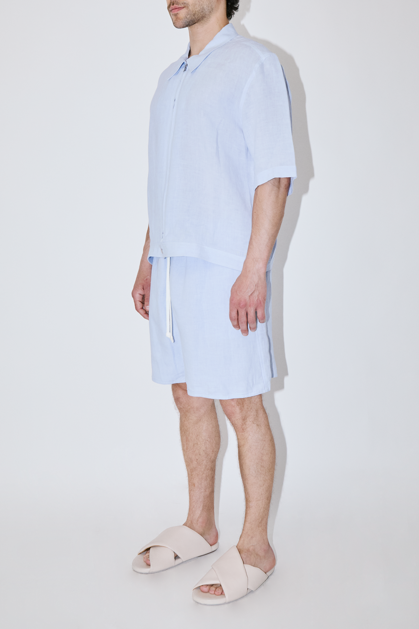 TerraLinen Sky Blue Zip-Up Shirt