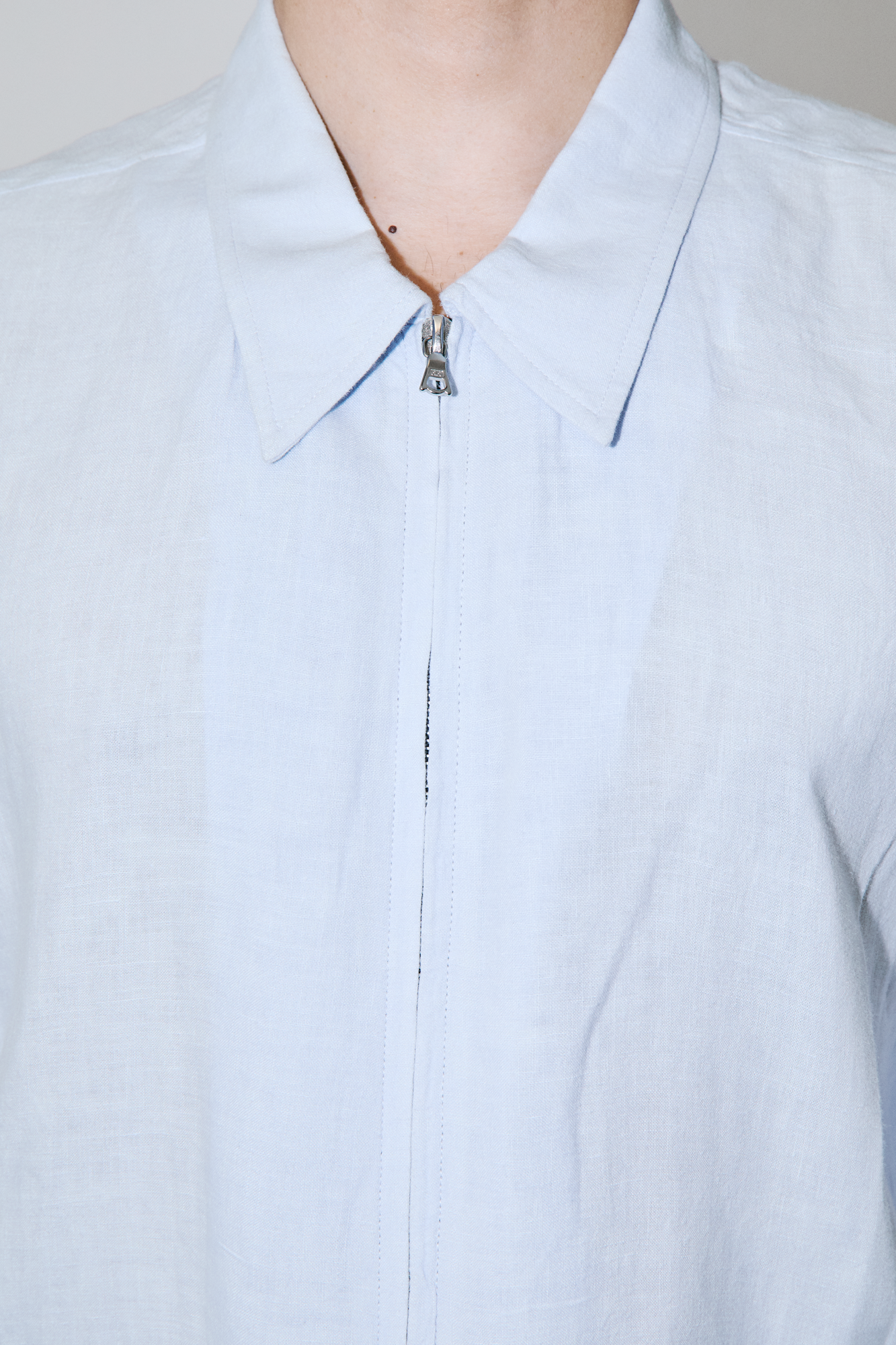 TerraLinen Sky Blue Zip-Up Shirt