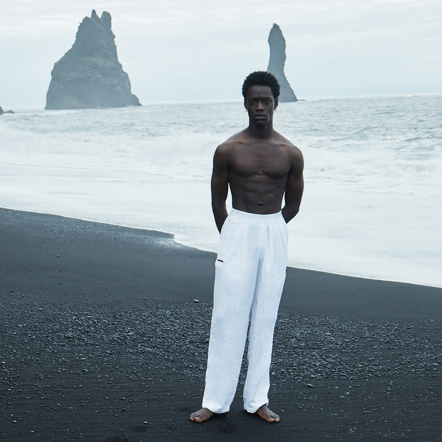 GizaFine White Satin Lounge Pants