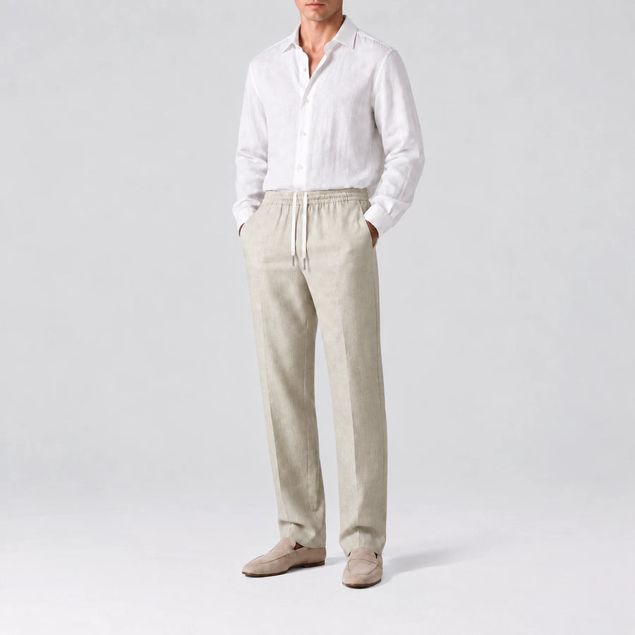 TerraLinen Almond Classic Pants, side view