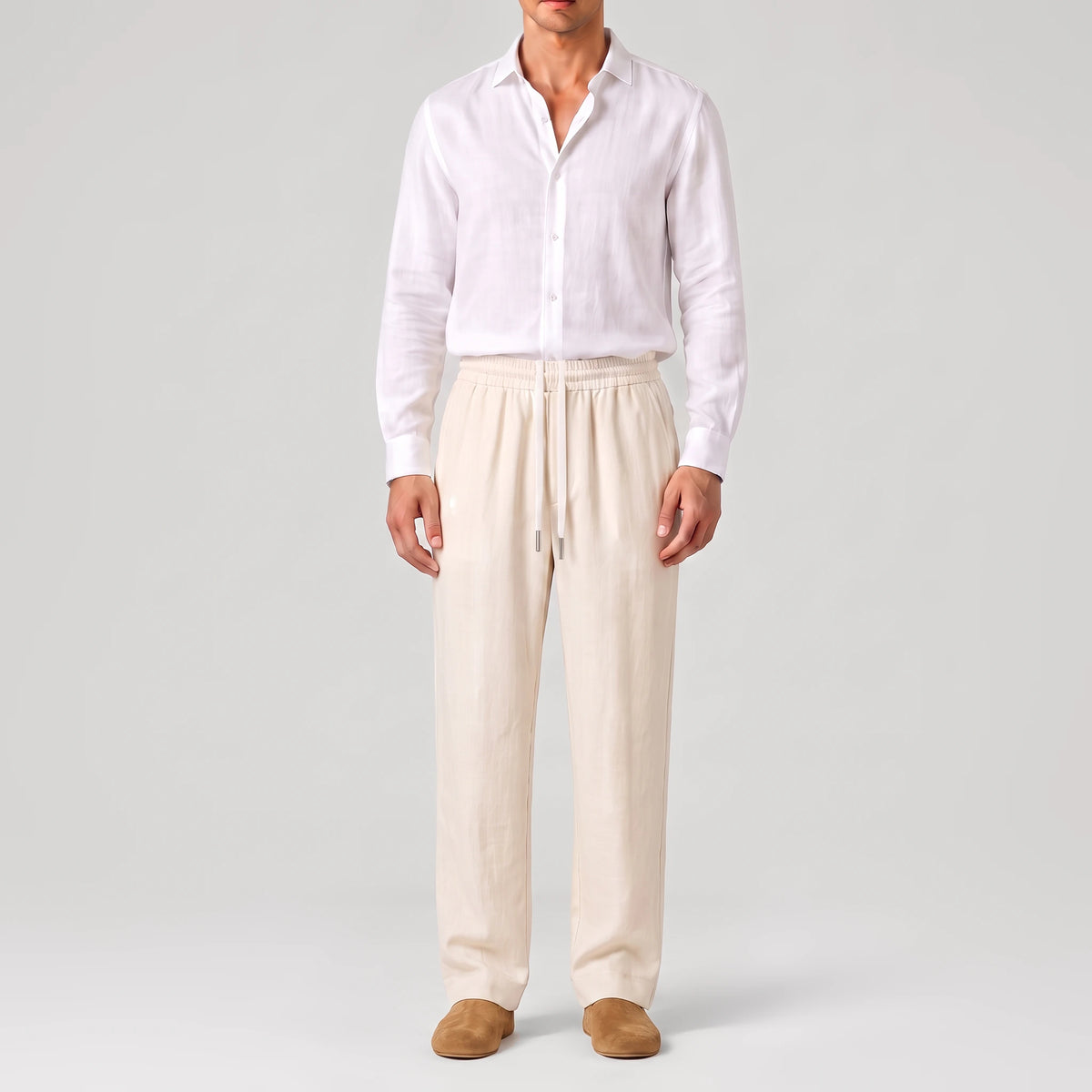 TerraLinen Ivory Classic Pants, front view