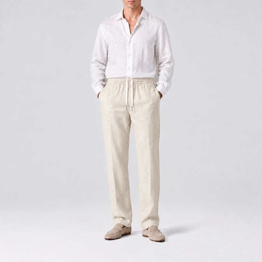 TerraLinen Ivory Classic Pants, front view