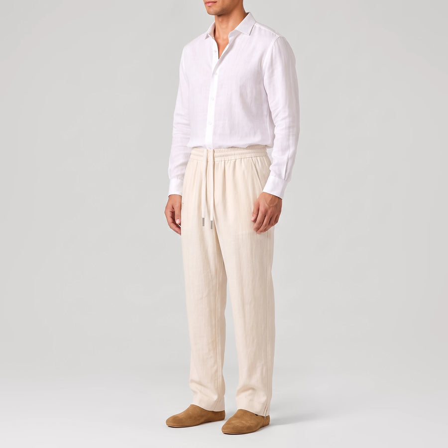 TerraLinen Ivory Classic Pants, side view