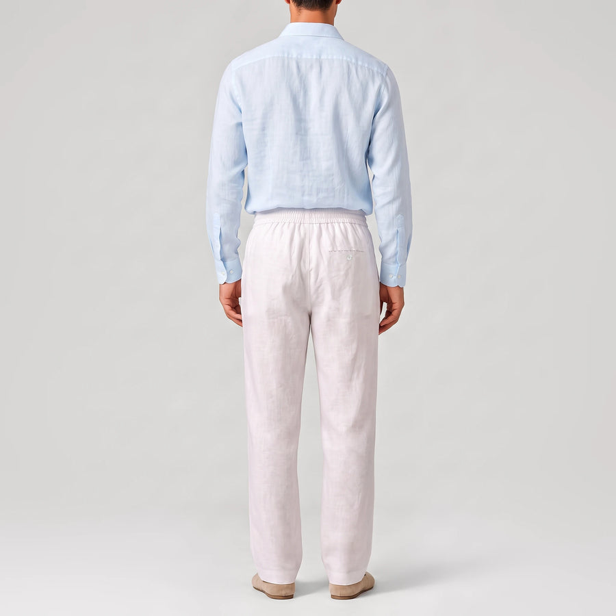 TerraLinen White Classic Pants, back view
