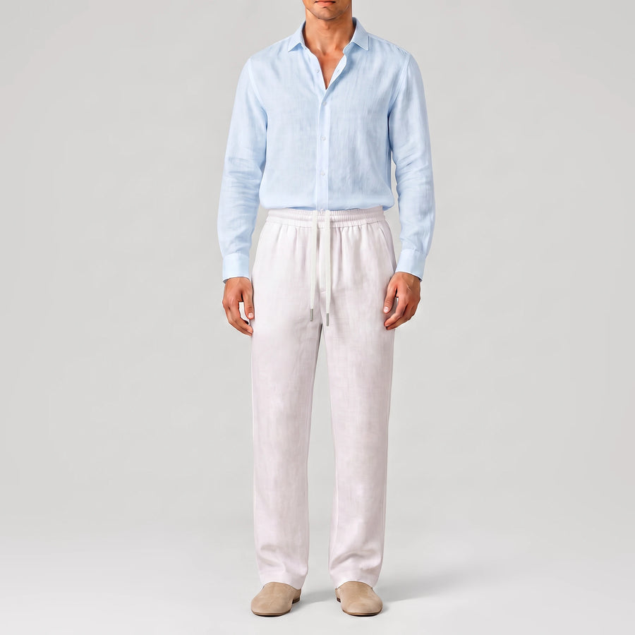 TerraLinen White Classic Pants, front view