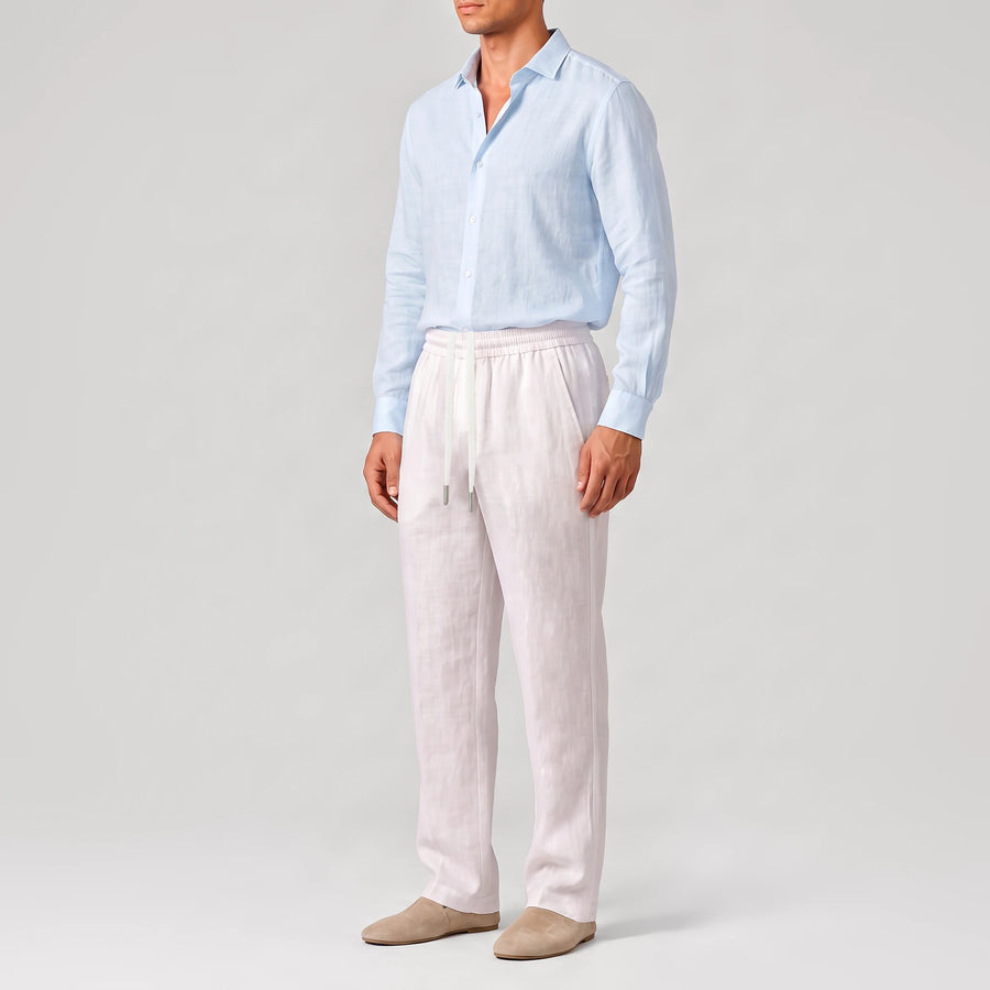 TerraLinen White Classic Pants, side view