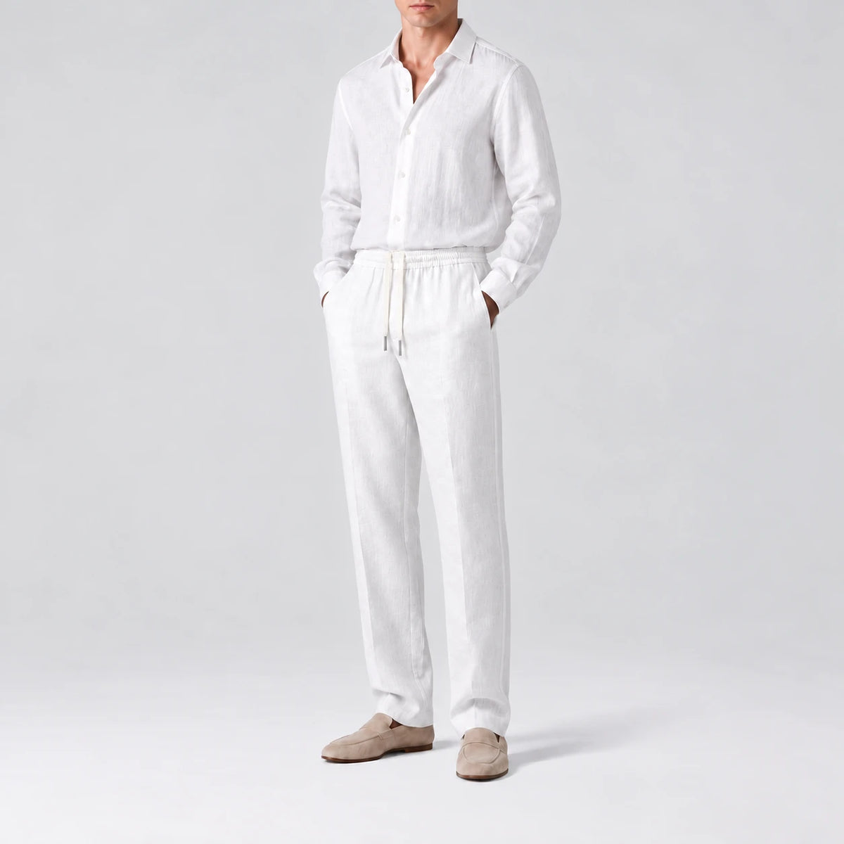 Pantalon classique TerraLinen White, vue de profil