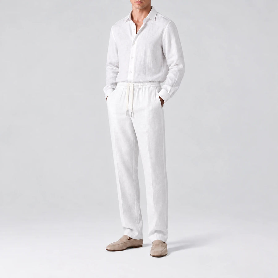 TerraLinen White Classic Pants, side view
