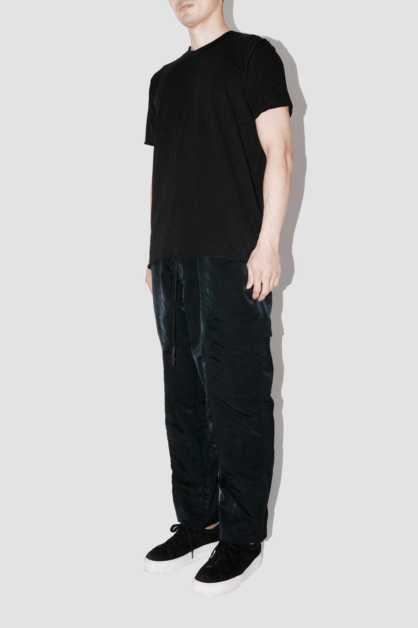 ElevaPima BLACK RAW EDGES OVERSIZED T-SHIRT