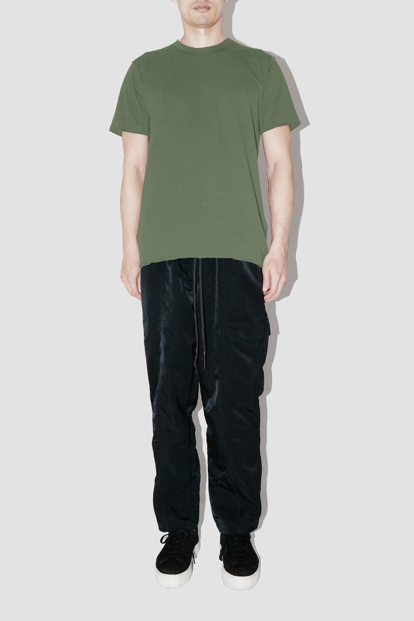 Khaki RAW EDGES OVERSIZED T-SHIRT