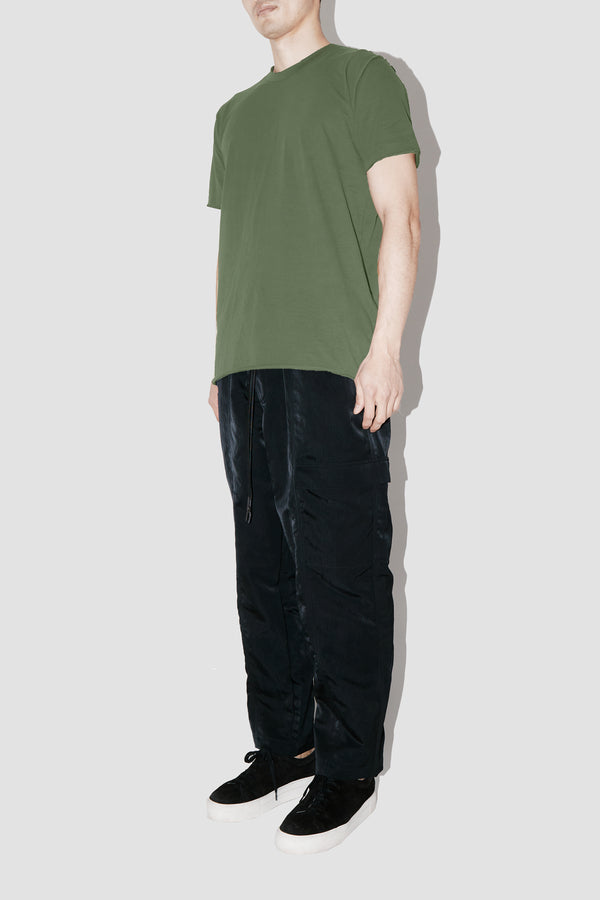 Olive RAW EDGES OVERSIZED T-SHIRT