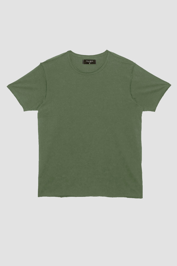 Olive RAW EDGES OVERSIZED T-SHIRT