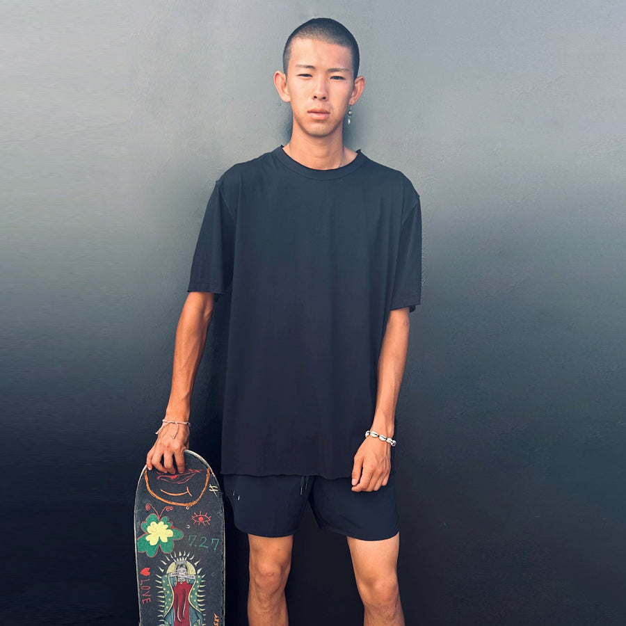 ElevaPima Black Raw Edges Oversized T-Shirt