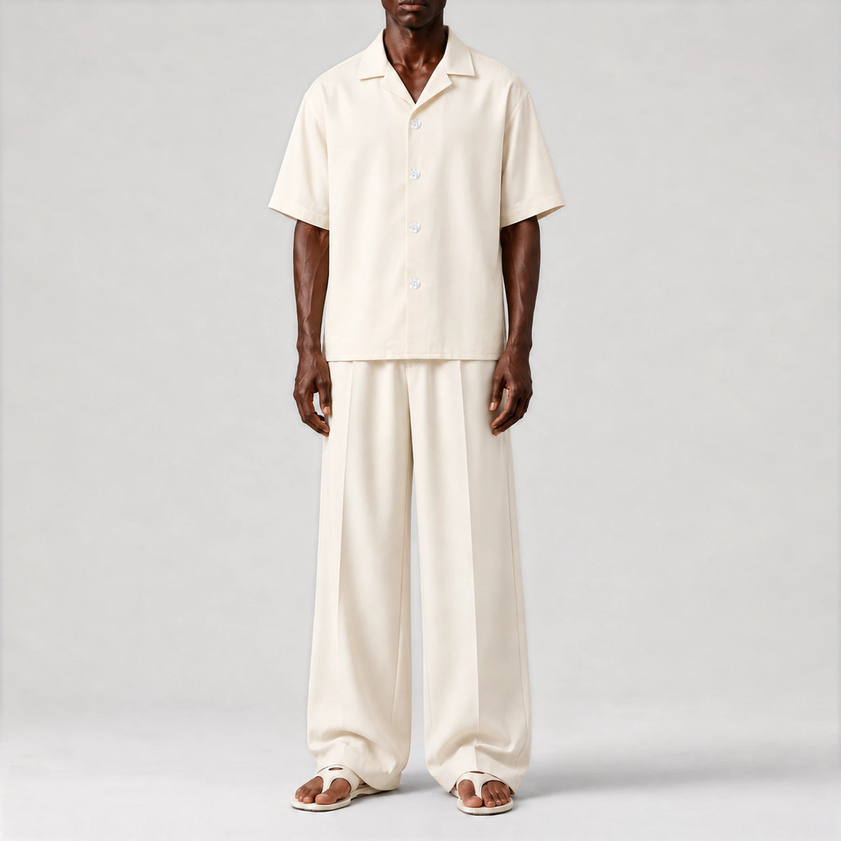 GizaLux Ivory oversized pants, front