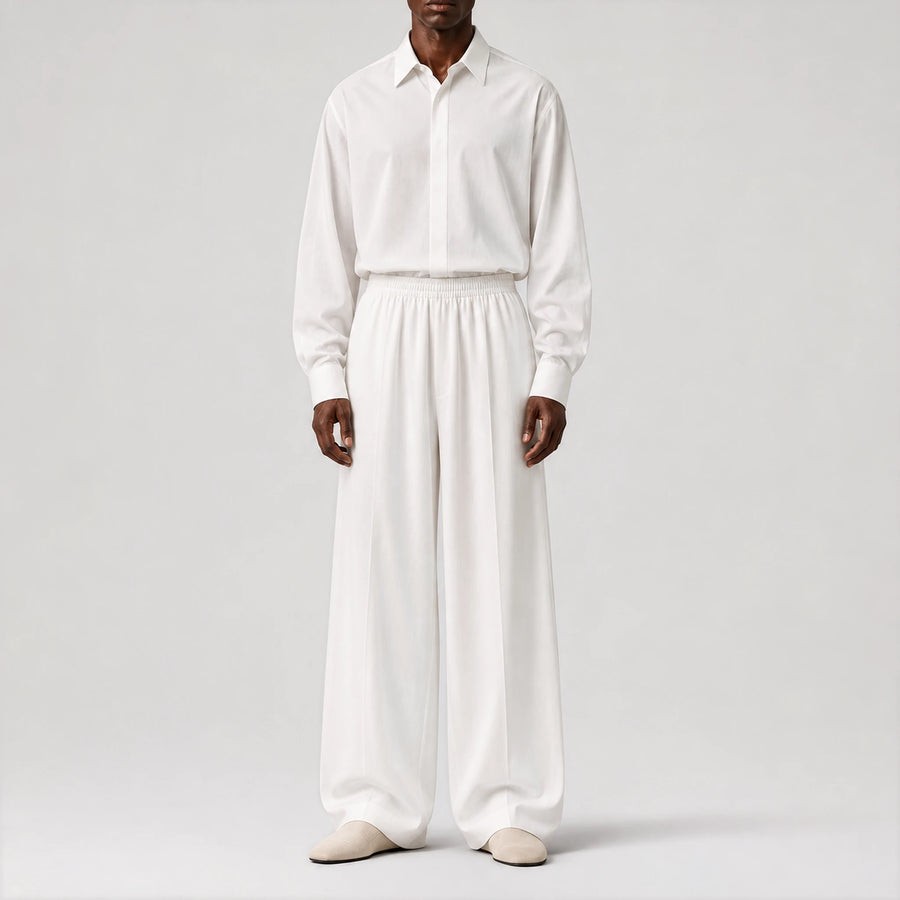 GizaLux White oversized pants, front