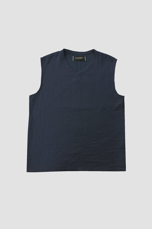 AngelWeave DARK NAVY GAUZE SLEEVELESS T-SHIRT