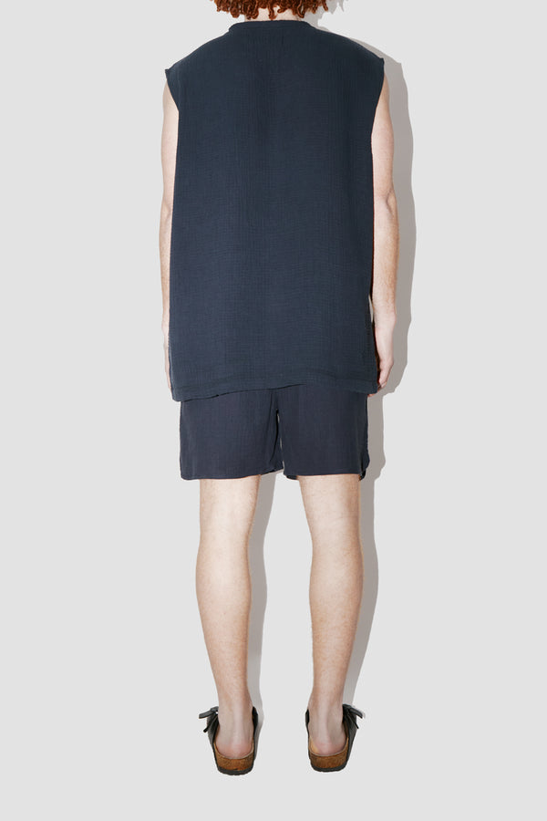 AngelWeave DARK NAVY GAUZE SLEEVELESS T-SHIRT