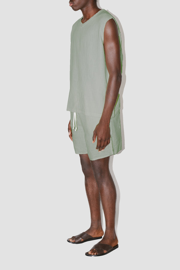 AngelWeave KHAKI GAUZE SLEEVELESS T-SHIRT