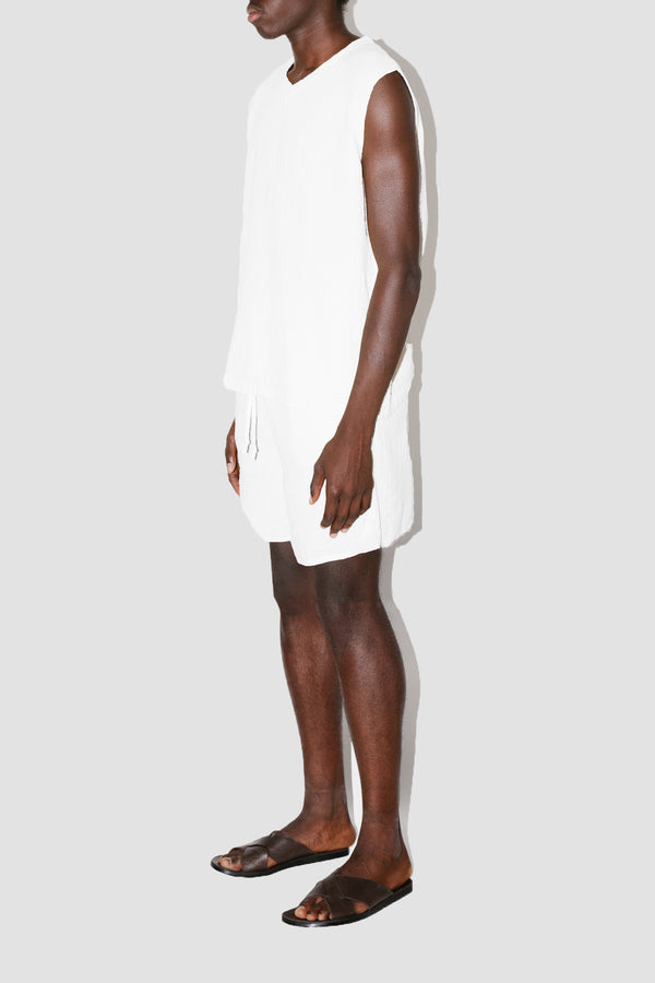 AngelWeave WHITE GAUZE SLEEVELESS T-SHIRT