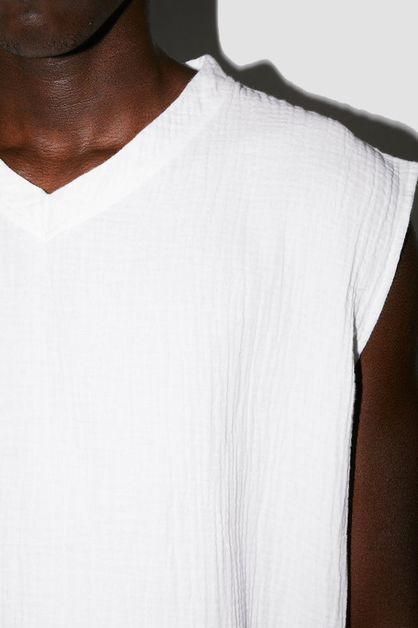 AngelWeave WHITE GAUZE SLEEVELESS T-SHIRT