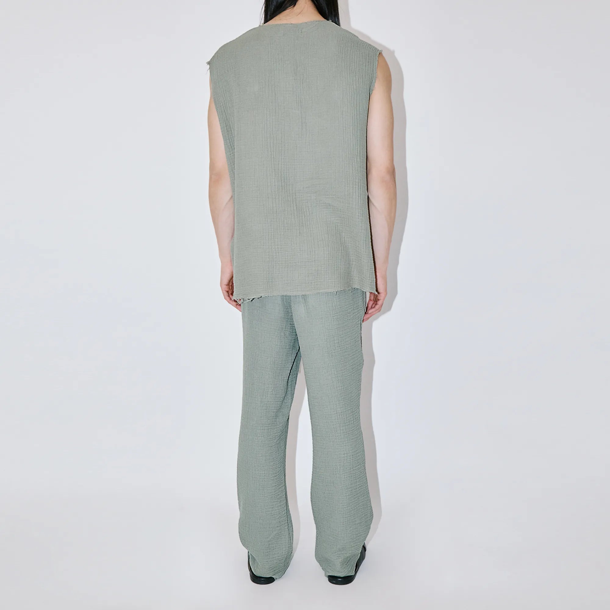 AngelWeave Almond Green Gauze Sleeveless T-Shirt