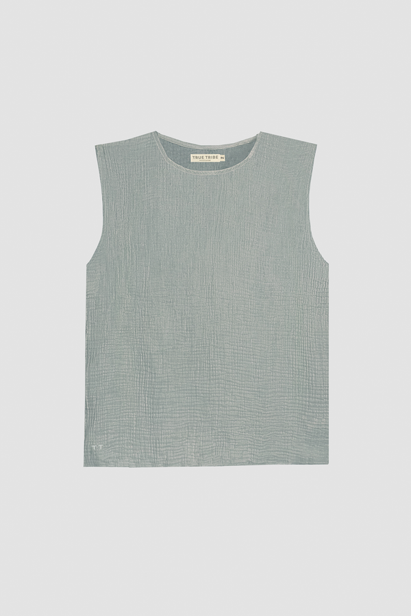 AngelWeave Almond Green Gauze Sleeveless T-Shirt