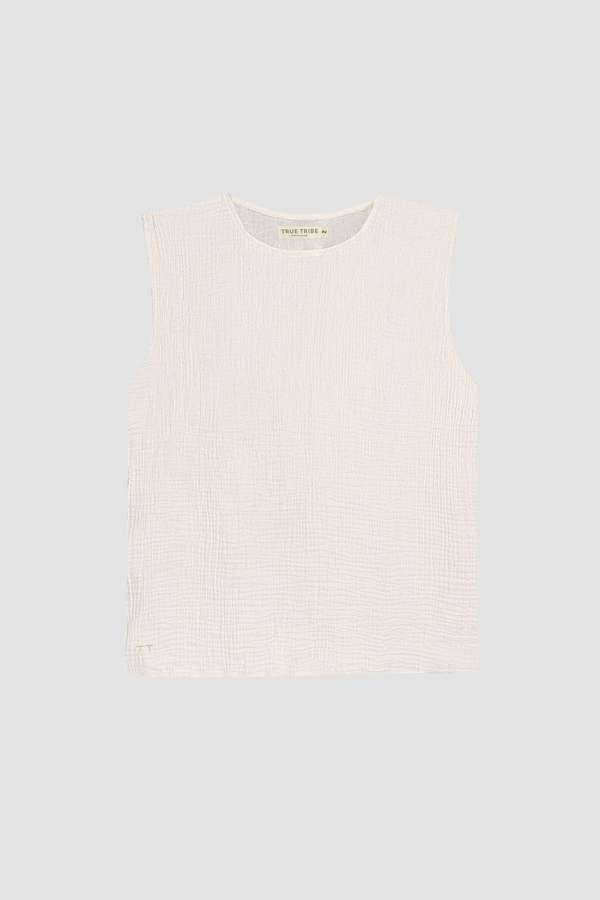 AngelWeave Ivory Gauze Sleeveless T-Shirt