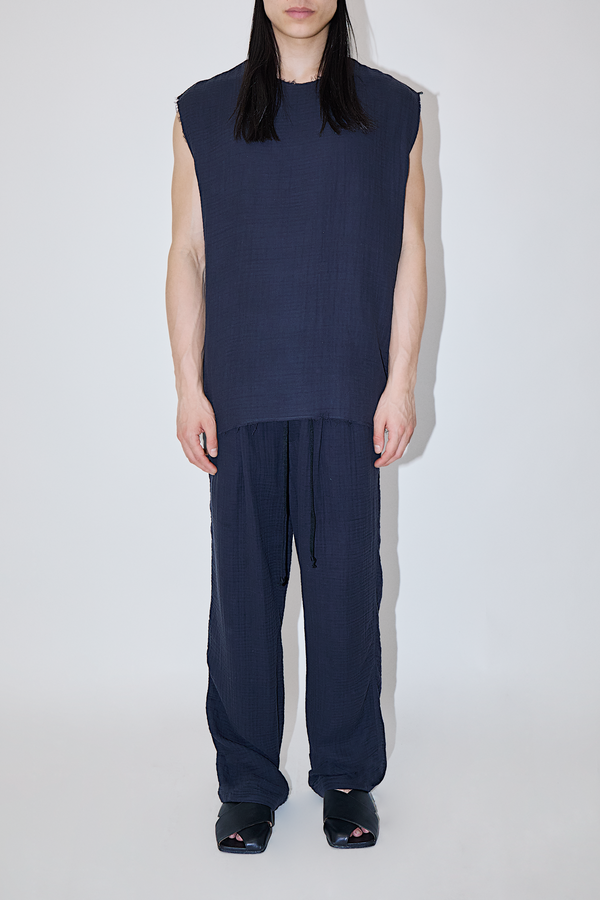 AngelWeave Dark Navy Gauze Sleeveless T-Shirt