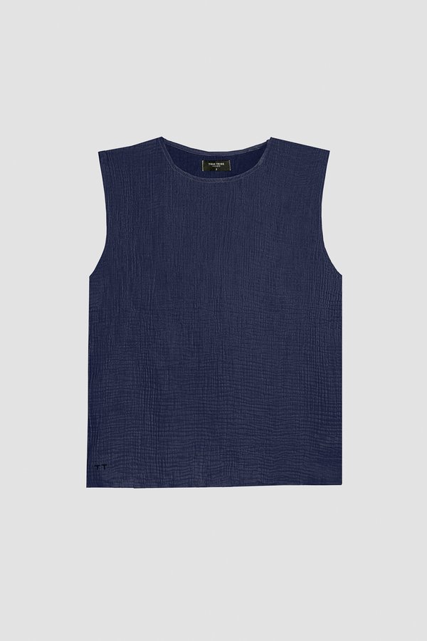 AngelWeave Dark Navy Gauze Sleeveless T-Shirt
